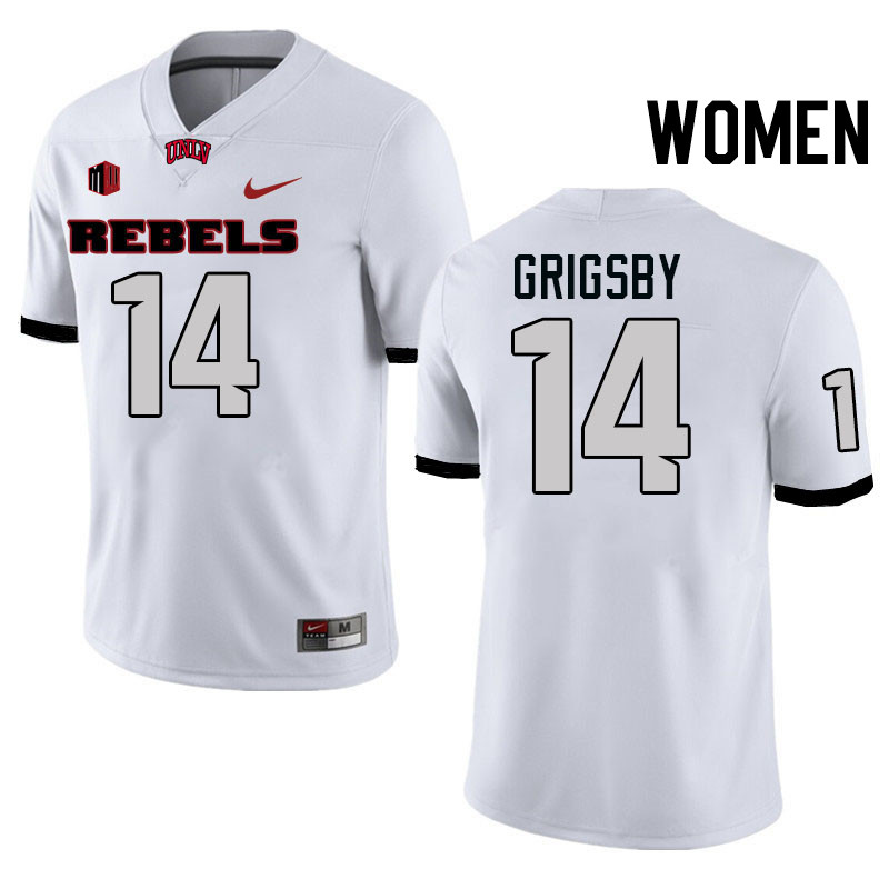 Women #14 Jah'Von Grigsby UNLV Rebels College Football Jerseys Stitched-White